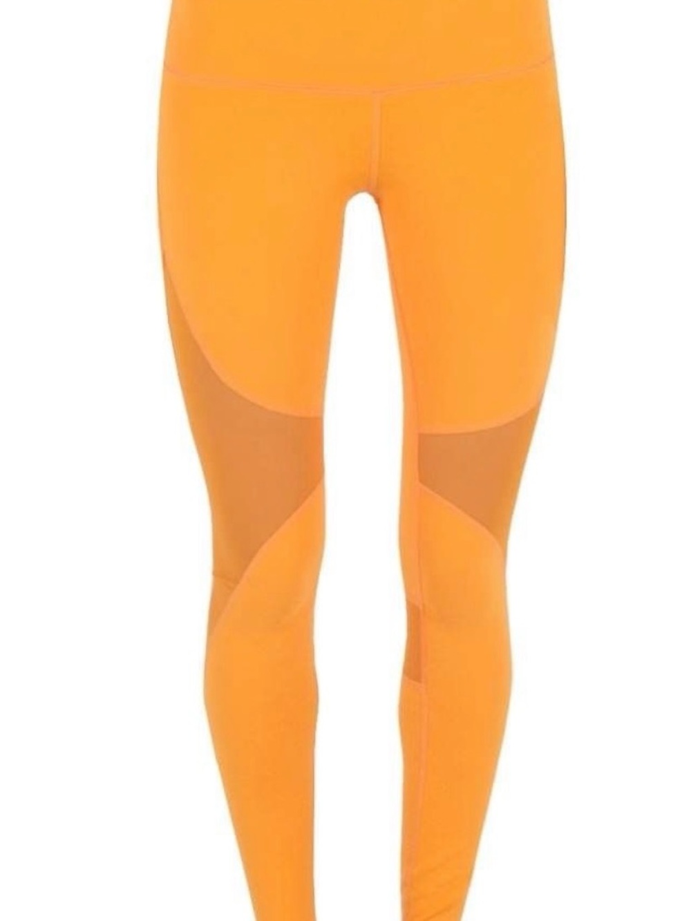 Alo Yoga High Waist No Limit leggings in a neon orange color with stirrups